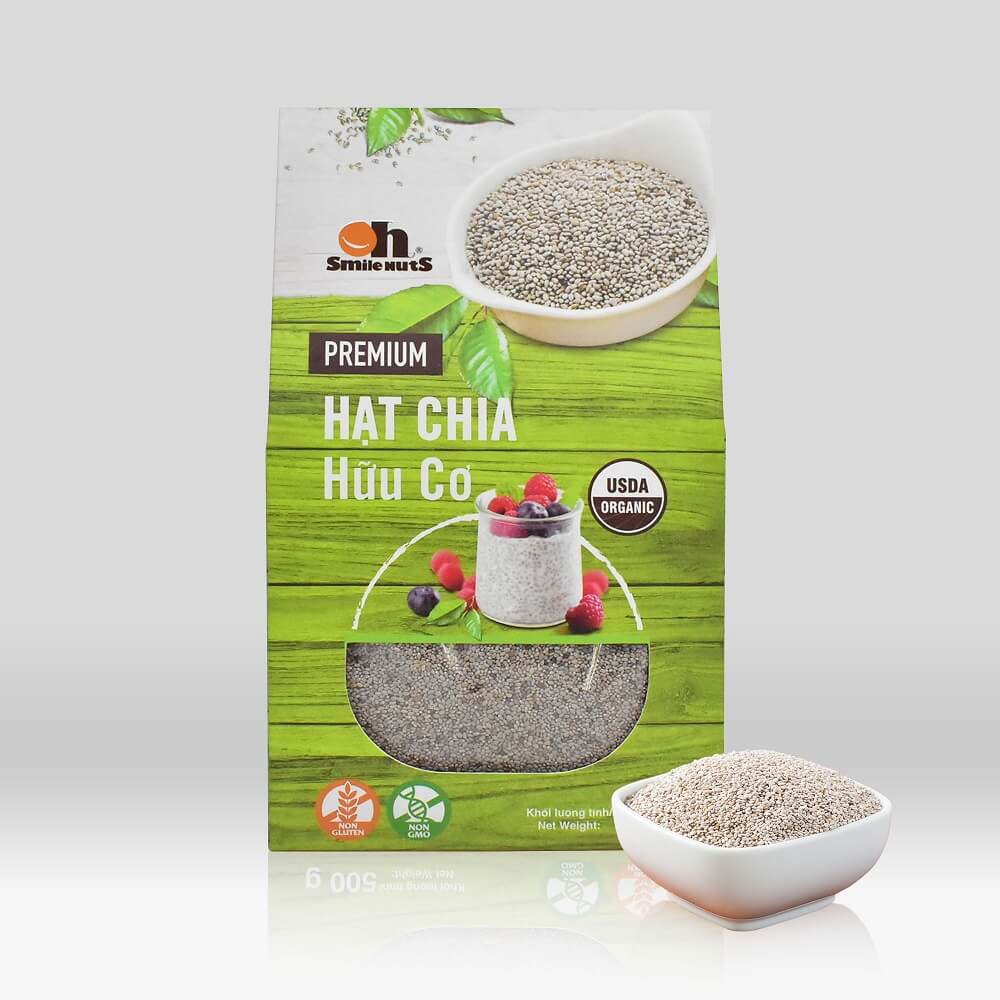 Combo 2 hộp Hạt Chia Đen + Hạt Chia Trắng Hữu Cơ Smile Nuts (500g/hộp) - Hạt Chia Nhập Khẩu từ Peru