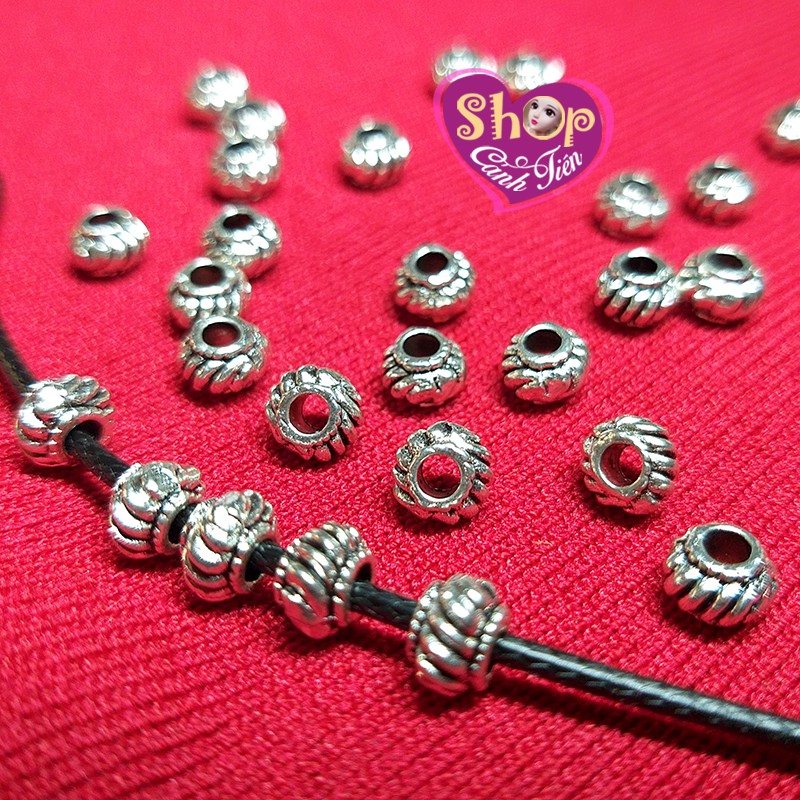 20 hạt Charm Tròn Khía múi Mạ Bạc 5mm - Nguyên liệu làm Vòng Cổ, Vòng Tay, Bông tai Thủ Công