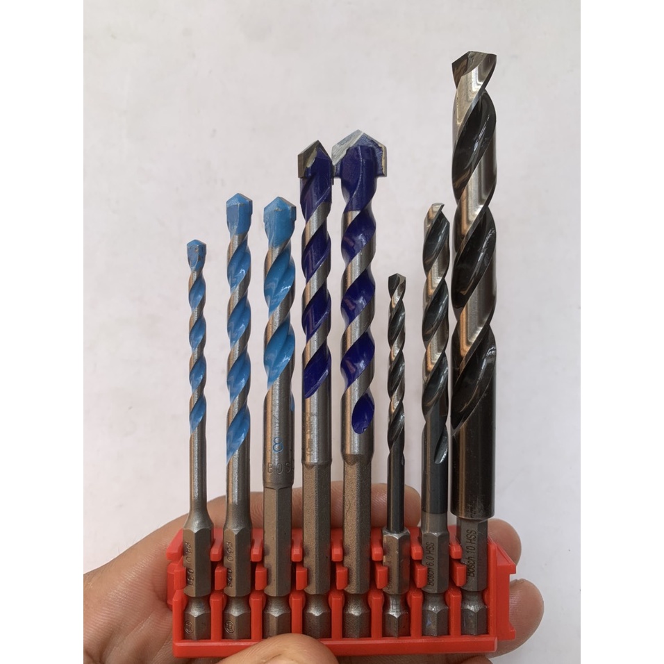 Bộ mũi khoan bê tông , tường , gạch men , inox , sắt thép gia đình Bosch - King Blue thông dụng