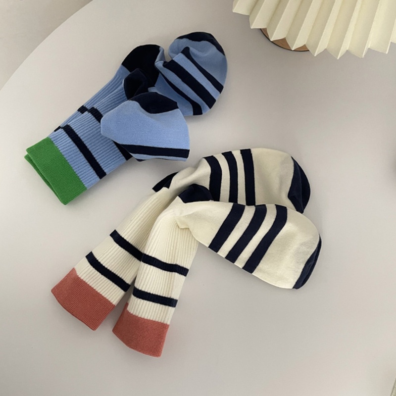 1 Đôi Vớ Thể Thao Cotton Họa Tiết Sọc Màu Sắc Tương Phản Dành Cho Nam Và Nữ
