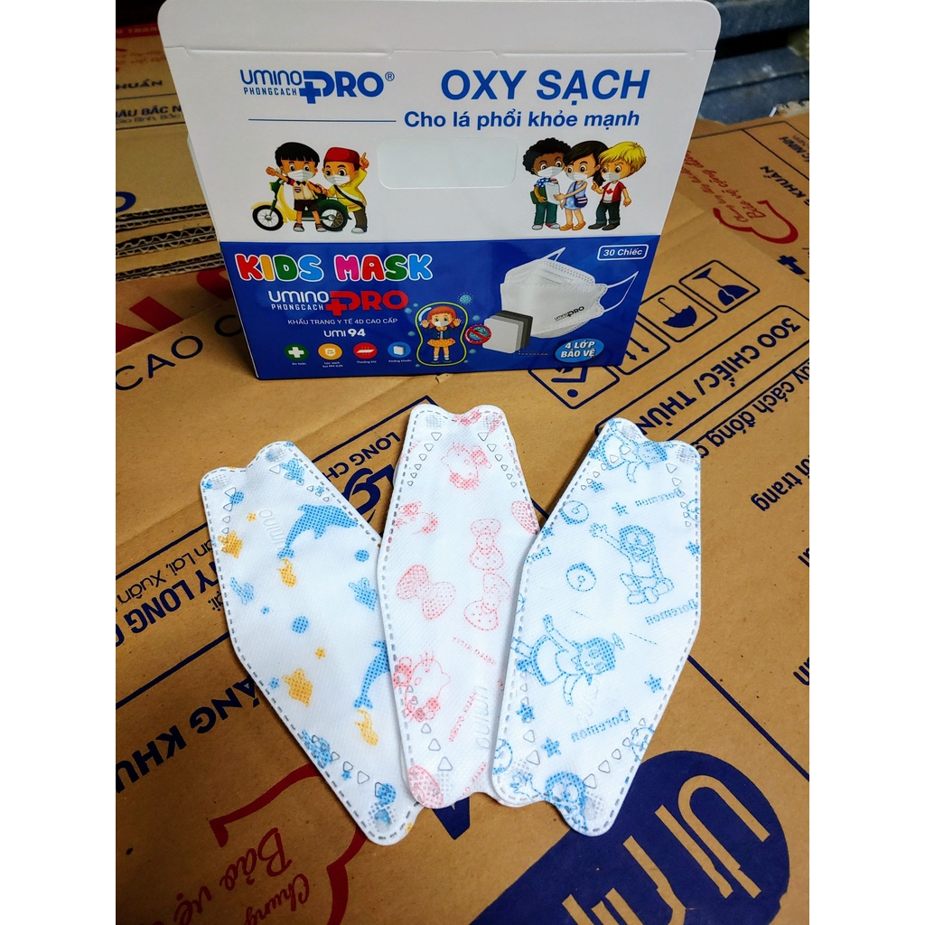 Túi 10 cái khẩu trang y tế 4D cao cấp trẻ em 3 lớp kháng khuẩn