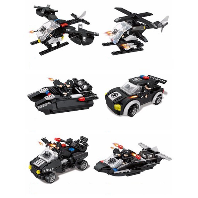 BỘ ĐỒ CHƠI LẮP RÁP XẾP HÌNH MÔ HÌNH CẢNH SÁT, OTO, LEGO ROBOT,  THUYỀN, XE SWAT C007