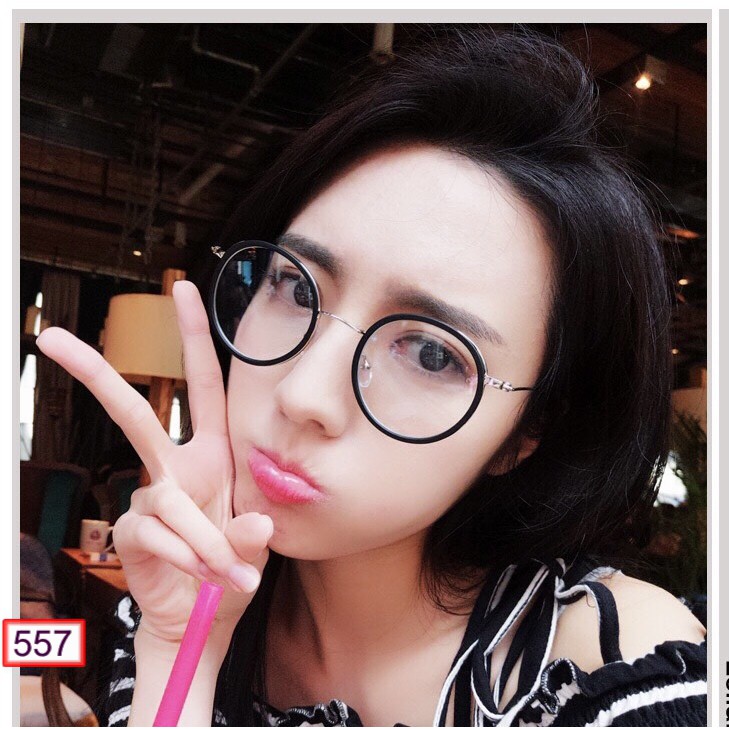 MẮT KÍNH GỌNG CẬN FORM TRÒN TIỂU THƯ KIM LOẠI CÓ VIỀN 557 DỄ THƯƠNG
