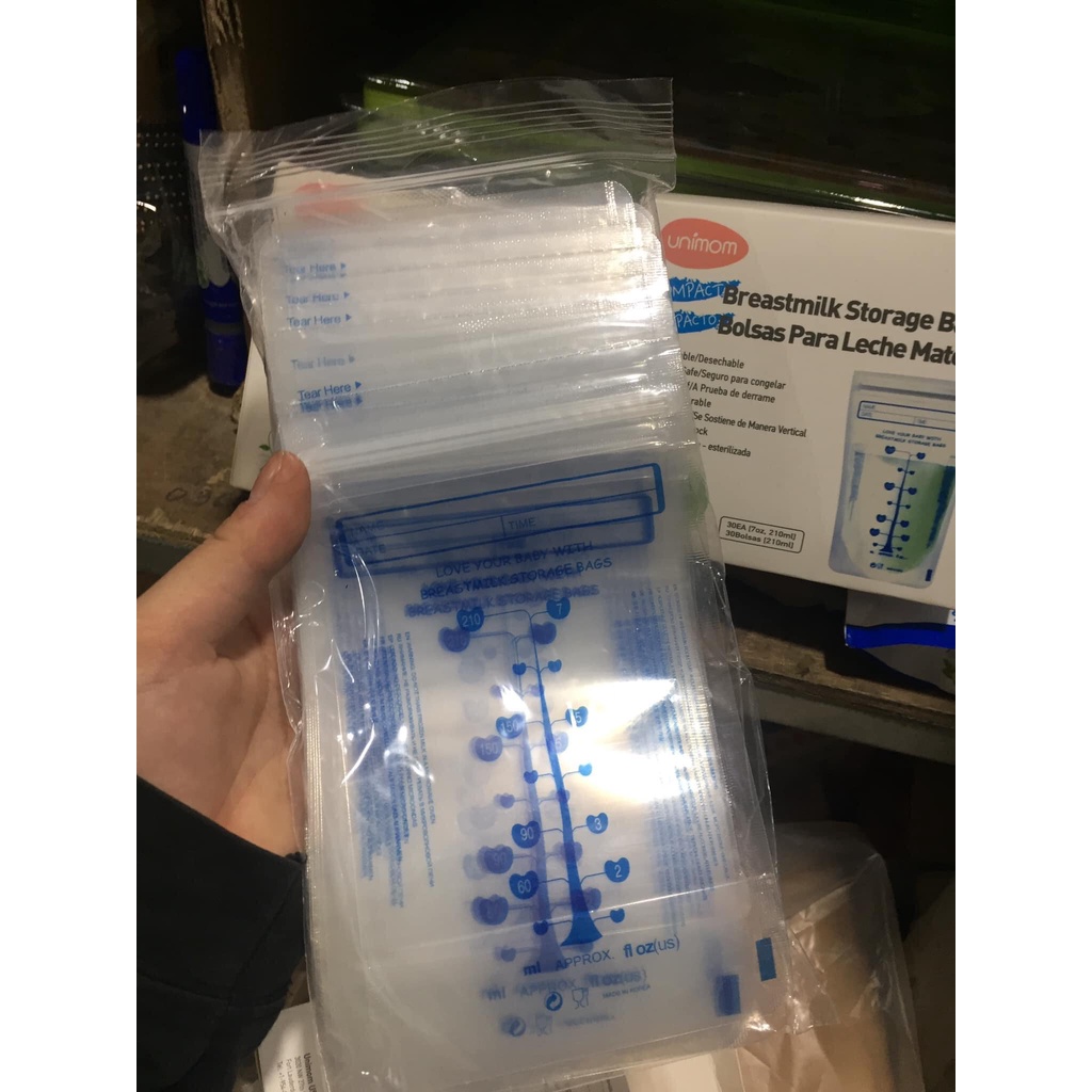 Túi trữ sữa Unimom( hộp 30 túi) Hàn Quốc chính hãng - 210ml