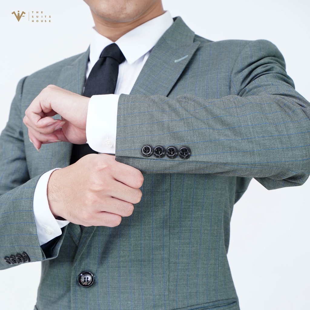 Bộ vest nam xanh rêu kẻ ô, suits sartorial chất WOOL The Suits House