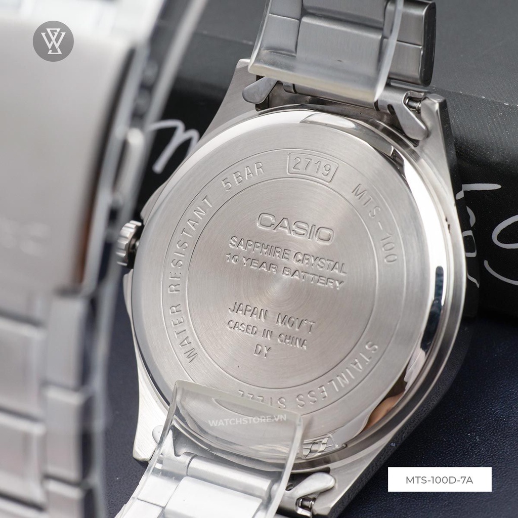 Đồng Hồ Quartz Nam Casio WATCHSTORE MTS-100D-7AVDF Thiết Kế Mặt Kính Khoáng 41mm, Dây Kim Loại Và Vỏ Thép Không Gỉ