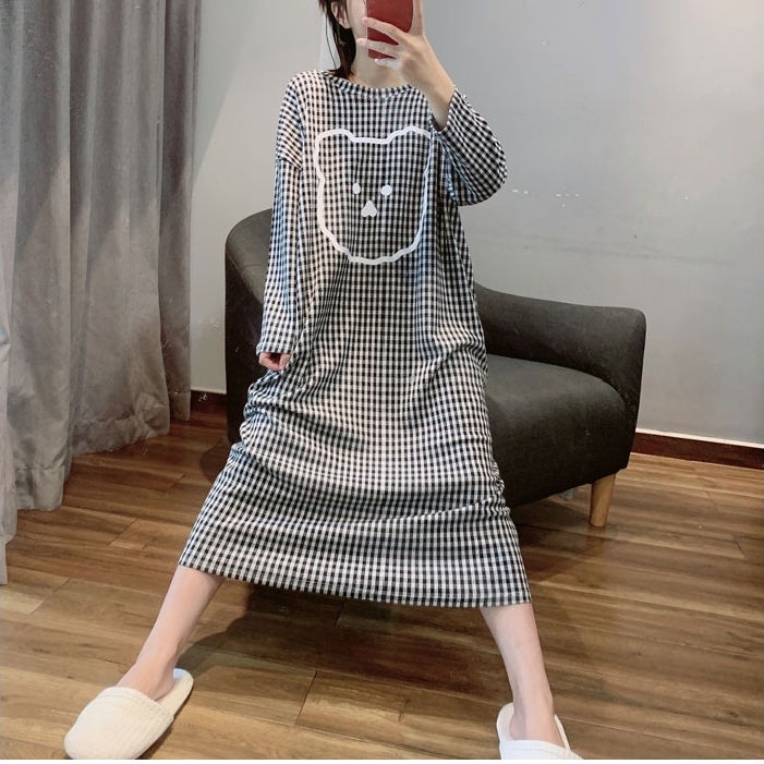 Đầm ngủ dài tay họa tiết hoạt hình xinh xắn theo phong cách hàn quốc | BigBuy360 - bigbuy360.vn