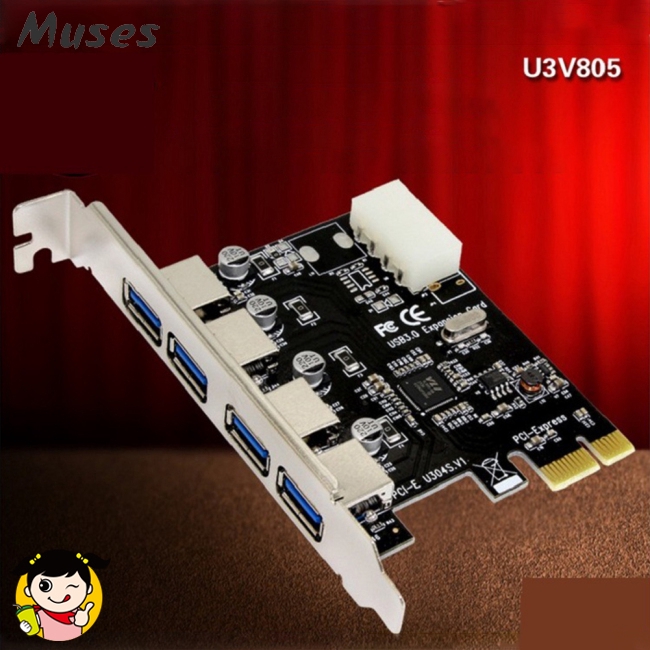 Muse07 Bộ chuyển đổi thẻ mở rộng PCI-E sang USB 3.0 HUB PCI Express 5 tốc độ 5 Gbps cho máy tính để bàn