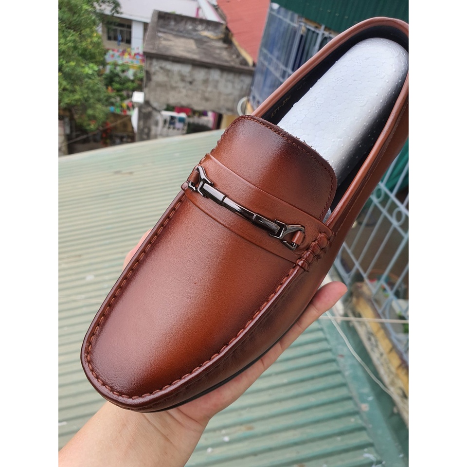 Giày Lười nam cao cấp mầu nâu đủ size từ 38 tới 49 cho cả các bác chân ngoại cỡ cam kết da bò thật 100% bảo hành 2 năm