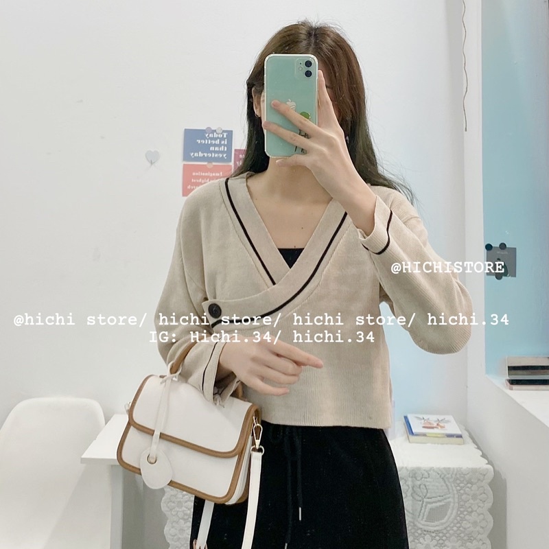 áo len cổ chéo ẢNH THẬT VIDEO hichi | BigBuy360 - bigbuy360.vn