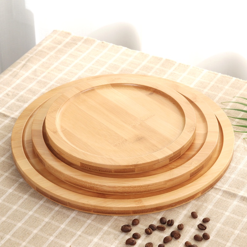 Khay/Dĩa Tre Hình Tròn dùng trong nhà bếp hoặc chụp ảnh