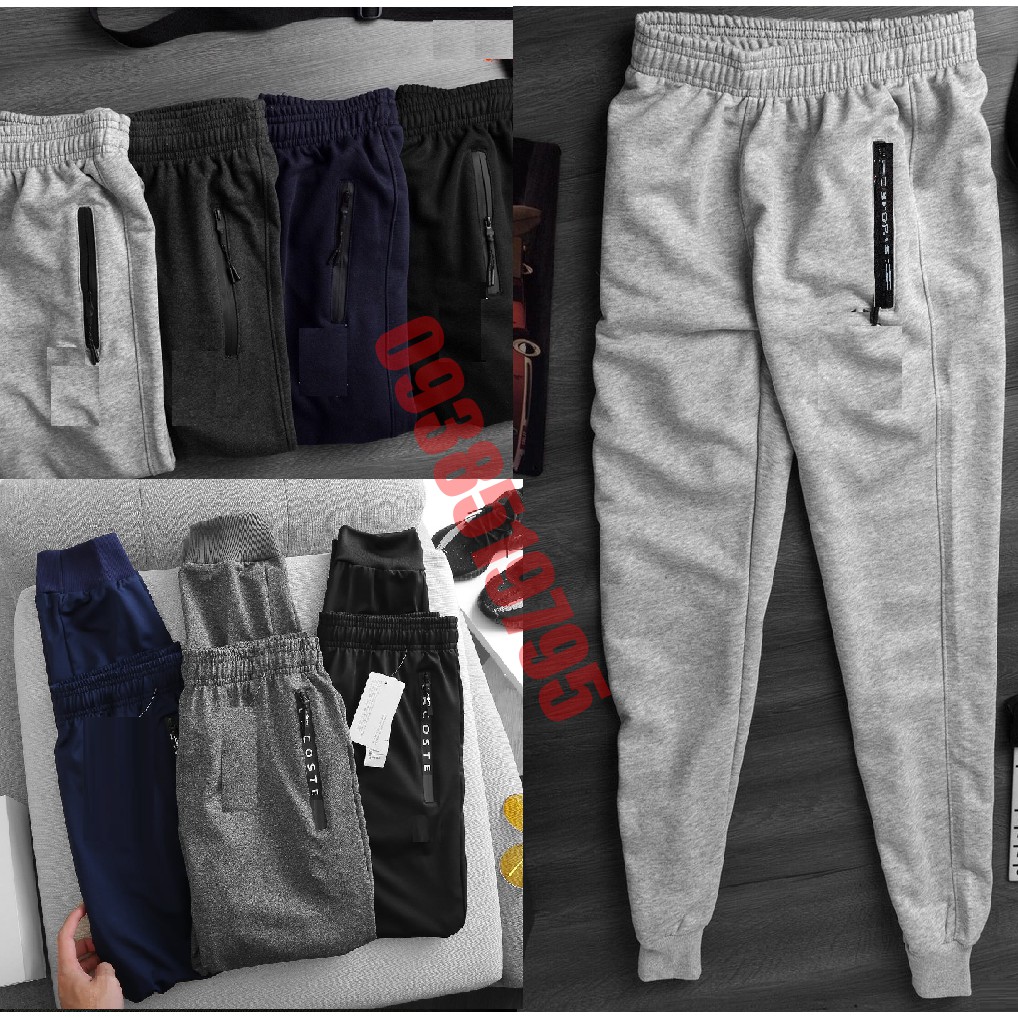 Quần Jogger Nam Thun Co Giãn Mềm Mịn Khóa Túi Ống Bo Unisex