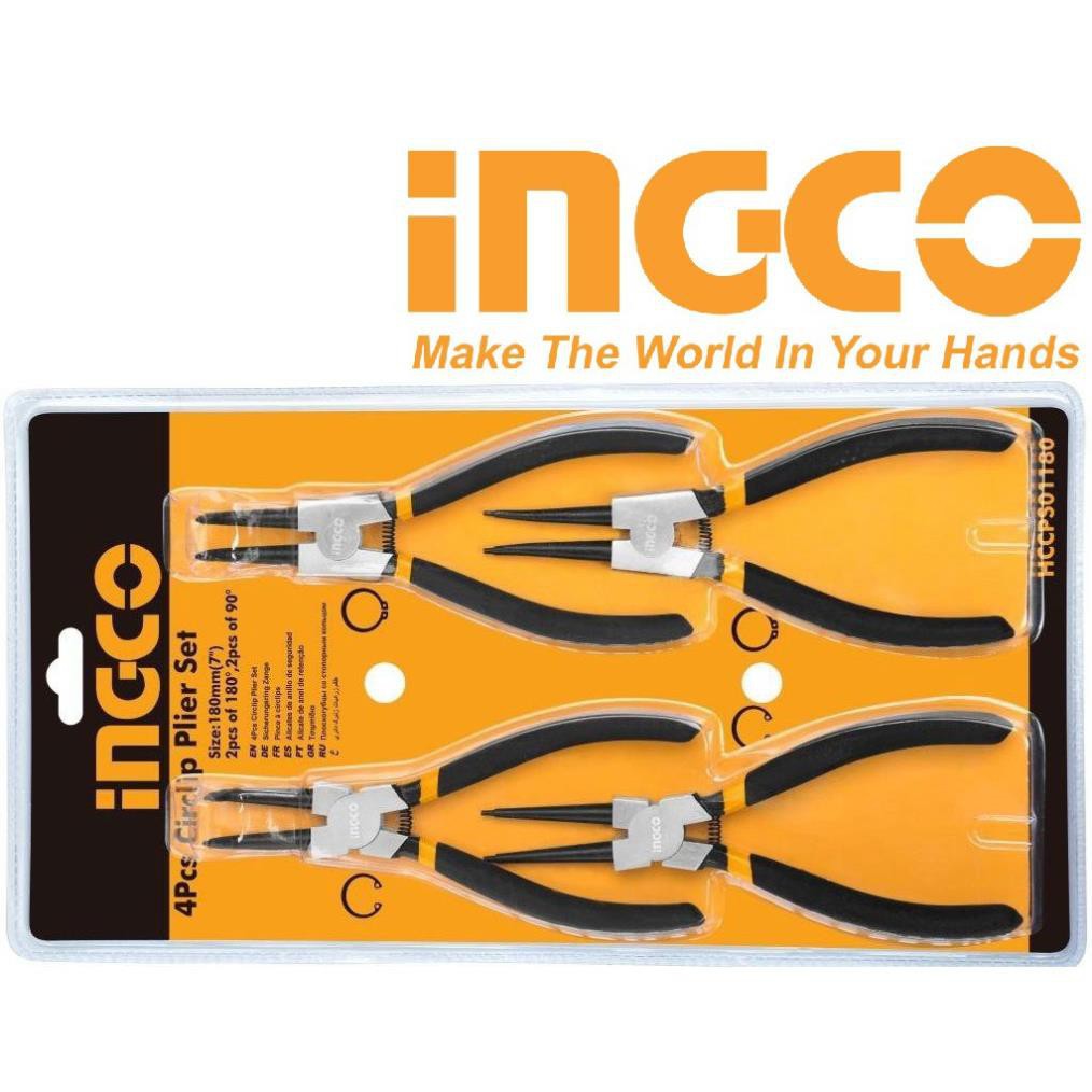 [INGCO] Ingco Bộ 4 kìm mở phe 7inch 180mm Circlip Plier Set HCCPS01180