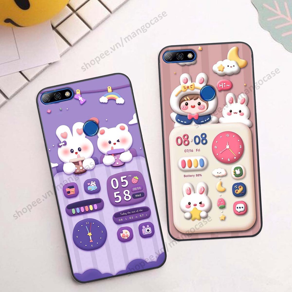 Ốp lưng Huawei Y7 Prime 2018 / Y7 Pro 2018 hình gấu, thỏ, đồng hồ cute dễ thương