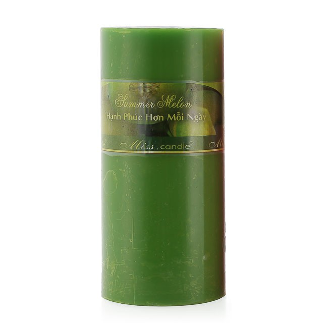 Nến thơm trụ tròn D7H15 Miss Candle MIC0277 7 x 15 cm (Xanh lá, hương táo)