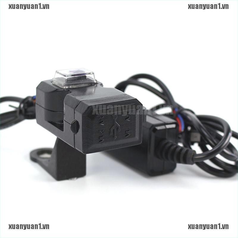 Ổ Cắm Sạc USB Kép 12V Gắn Tay Lái Xe Máy Chống Nước XUANYUAN1