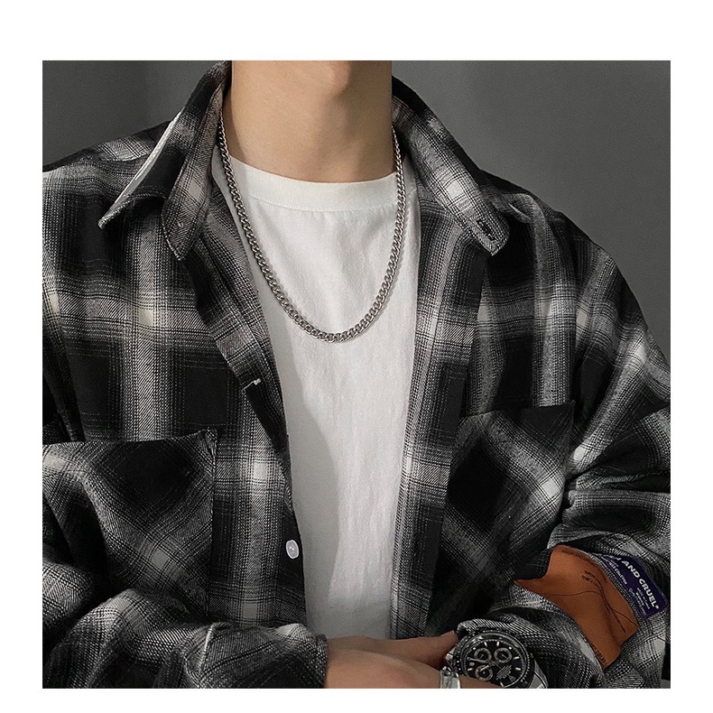 Vòng Cổ Nam Chuỗi Trơn bản nhỏ Cuban Basic Thời Trang Punstore Phong Cách Ngầu Hiphop Chất Liệu Titan Đẹp Không Gỉ