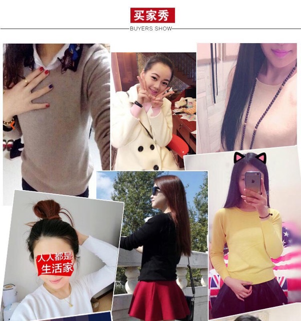 Áo len cổ tròn