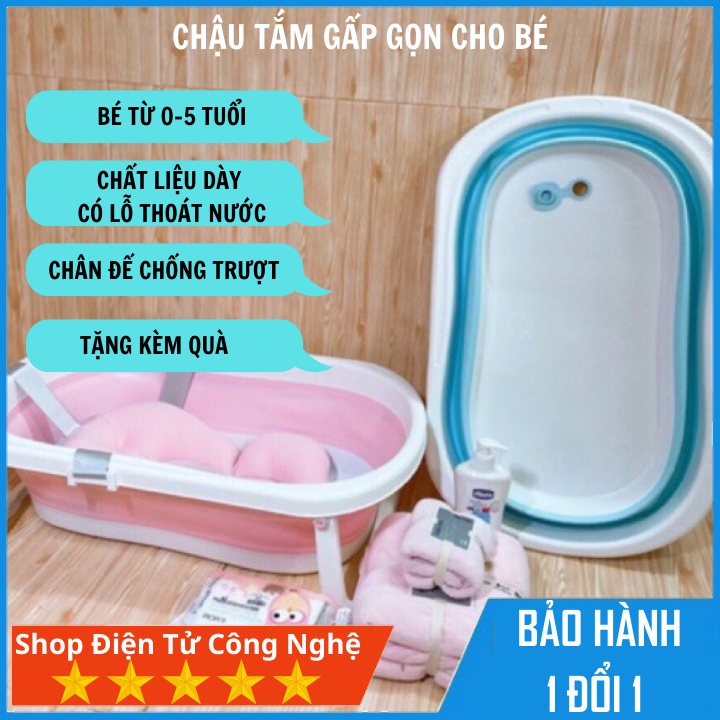 Chậu tắm, bồn, bể tắm gấp gọn cho bé kèm phao bơi tặng kèm quà hấp dẫn