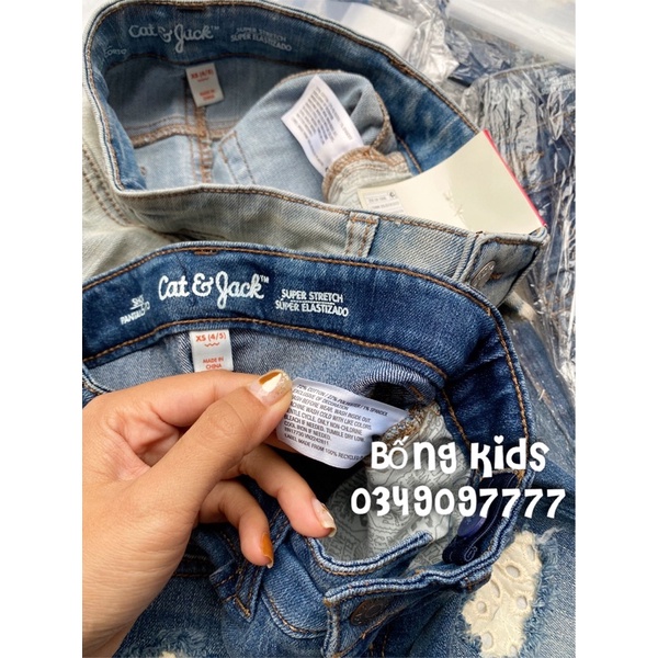 Quần Short Jean Bé Gái Phối Ren Cat&Jack