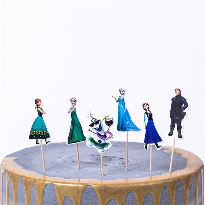 Set 24 Que Cắm Trang Trí Bánh Sinh Nhật Hình Hoạt Hình Dễ Thương Mới