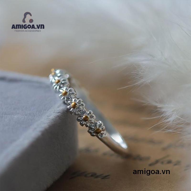 ✨✨Nhẫn Đeo Tay Họa Tiết Tranh Sơn Dầu Hình Hoa Cúc Dễ Thương Bắt Mắt