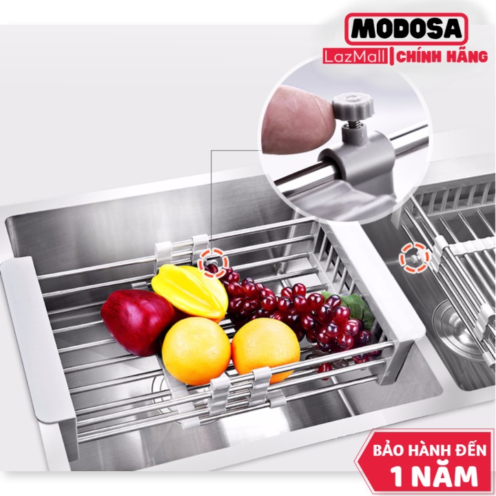 Rổ Vouller Inox Rút Gọn,  Rổ Inox Rút Gọn Để Bồn, Giá Inox Đa Năng Đặt Chậu Rửa Bát Rút Gọn