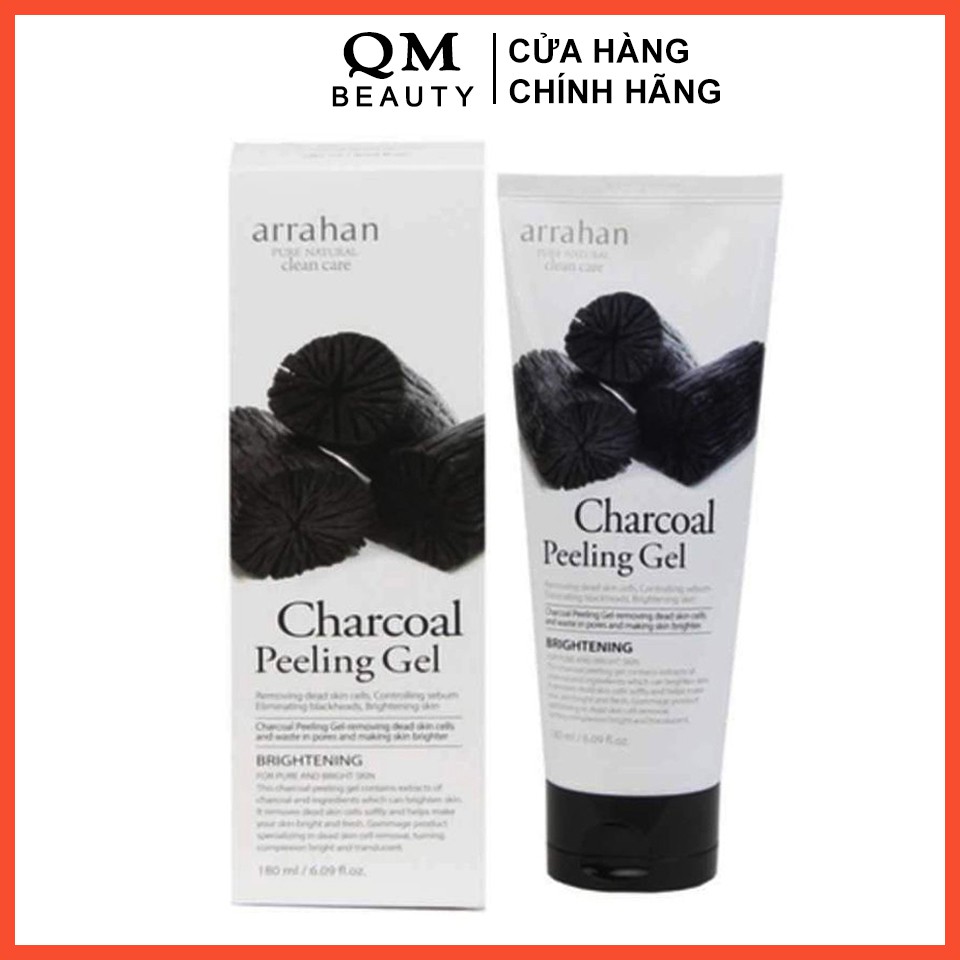Gel tẩy da chết Arrahan Charcoal Peeling Gel 180ml Hàn Quốc, than hoạt tính QM Beauty