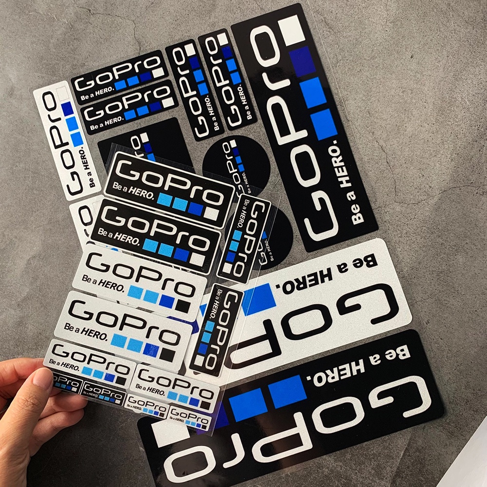 Miếng Dán Phản Quang Hình Logo Gopro Trang Trí Thân Xe Mô Tô Mũ Bảo Hiểm