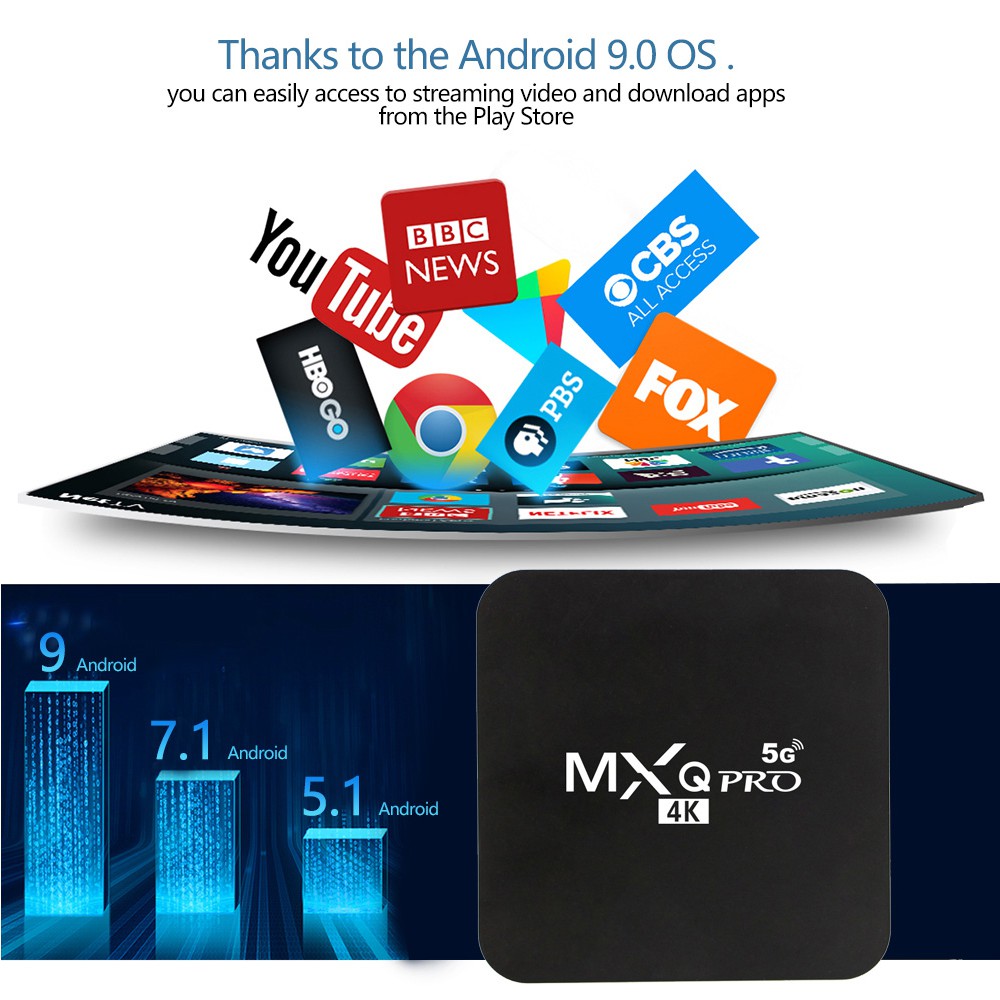 Tv Box Eu-Plus Mxq Pro 4k 2.4ghz / 5ghz Wifi Android 9.0 Lõi Tứ 2g + 16g / 1 + 8g Và Phụ Kiện