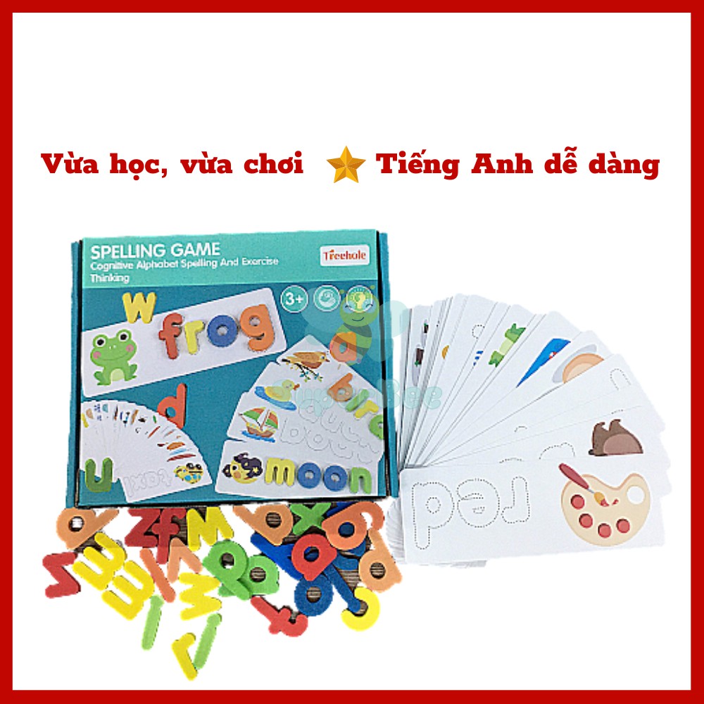 (2-3 tuổi) Bộ Ghép Chữ Gỗ Spelling Game Superbee, Học Đánh Vần Tiếng Anh Kèm 28 Thẻ Từ Vựng, Giáo Dục Trí Tuệ