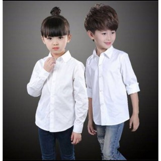 (10-40kg)áo sơ mi trắng cho bé _ áo sơ mi dài tay cúc bấm ) cho bé đi học, đi chơi Tết