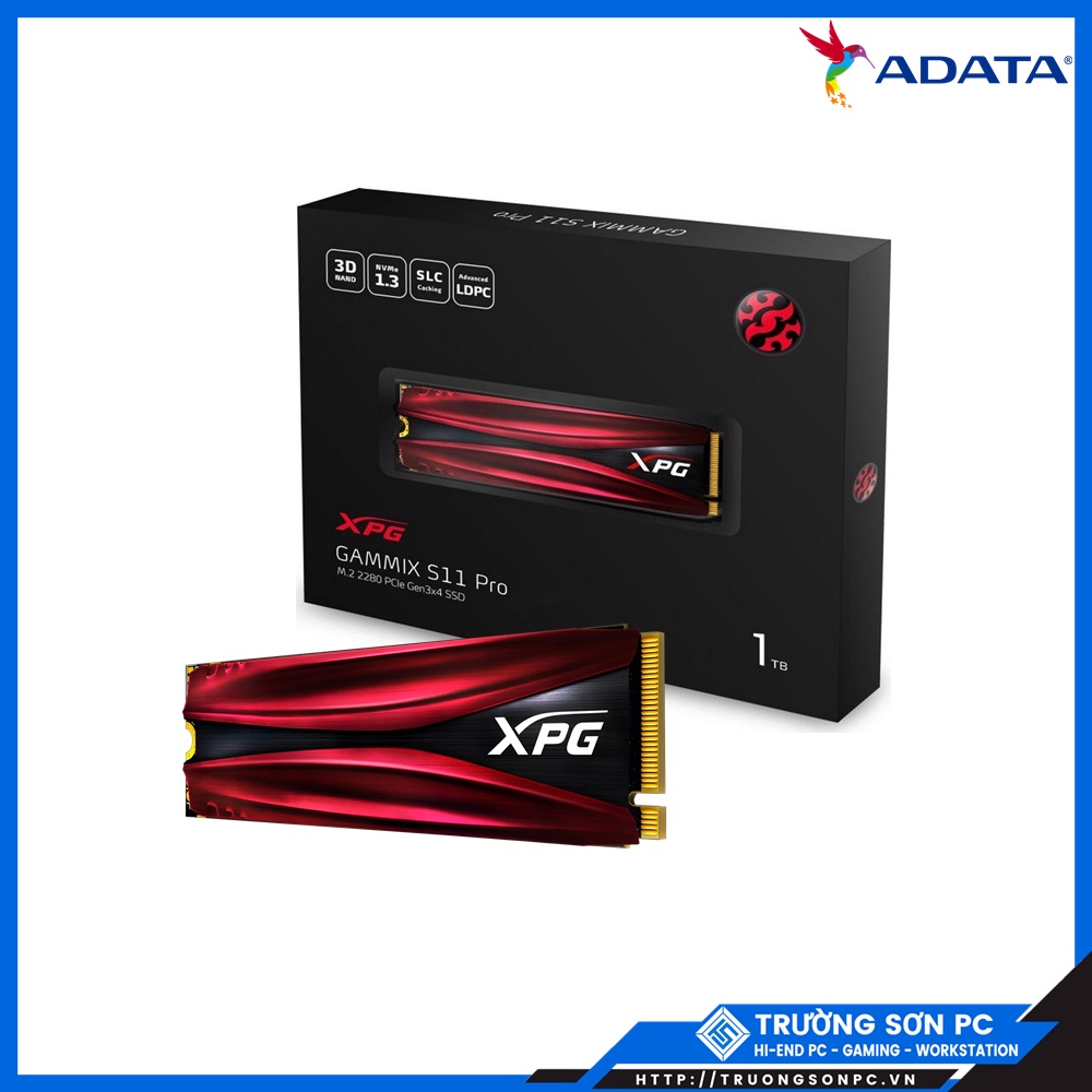 Ổ Cứng SSD ADATA GAMMIX S11 Pro 1TB M.2 2280 PCIe NVMe Gen 3x4 (Đọc 3500MB/s - Ghi 3000MB/s)-(AGAMMIXS11P-1TT-C)