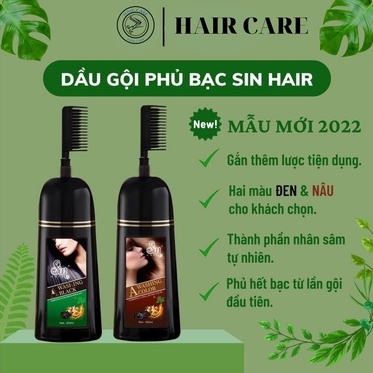 Dầu gội phủ bạc SIN HAIR chính hãng Nhật Bản 500ml thành phần nhân sâm tự nhiên giúp phủ bạc tóc từ lần gội đầu tiên.