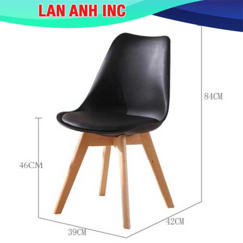 Ghế nhựa quán cafe văn phòng đẹp chân gỗ tựa lưng cao nệm lót simili giá rẻ eames LAGN33