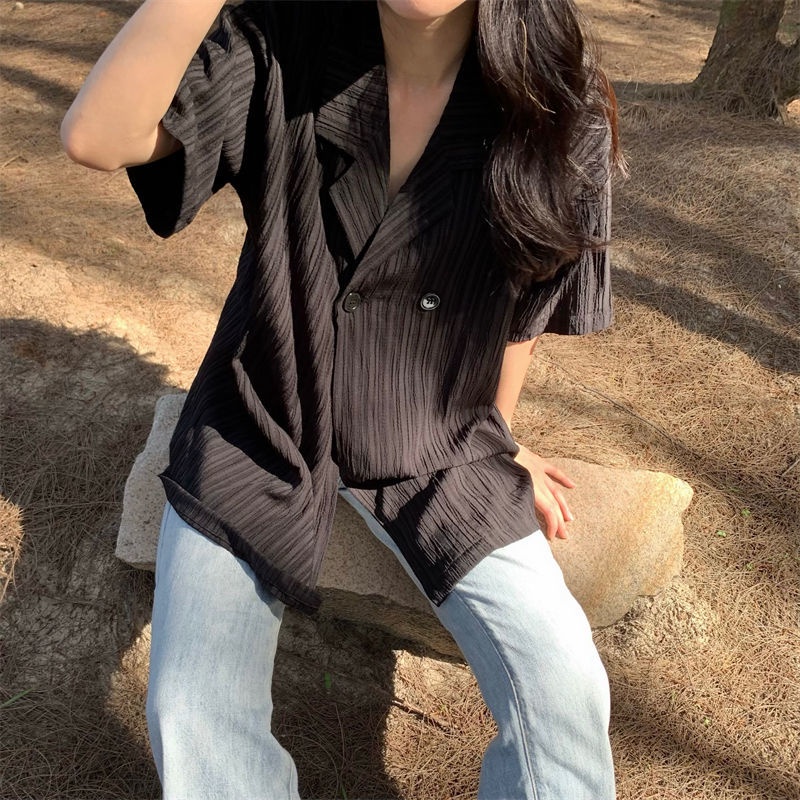 Áo Sơ Mi Tay Ngắn Dáng Rộng Thời Trang Mùa Hè Cho Nữ