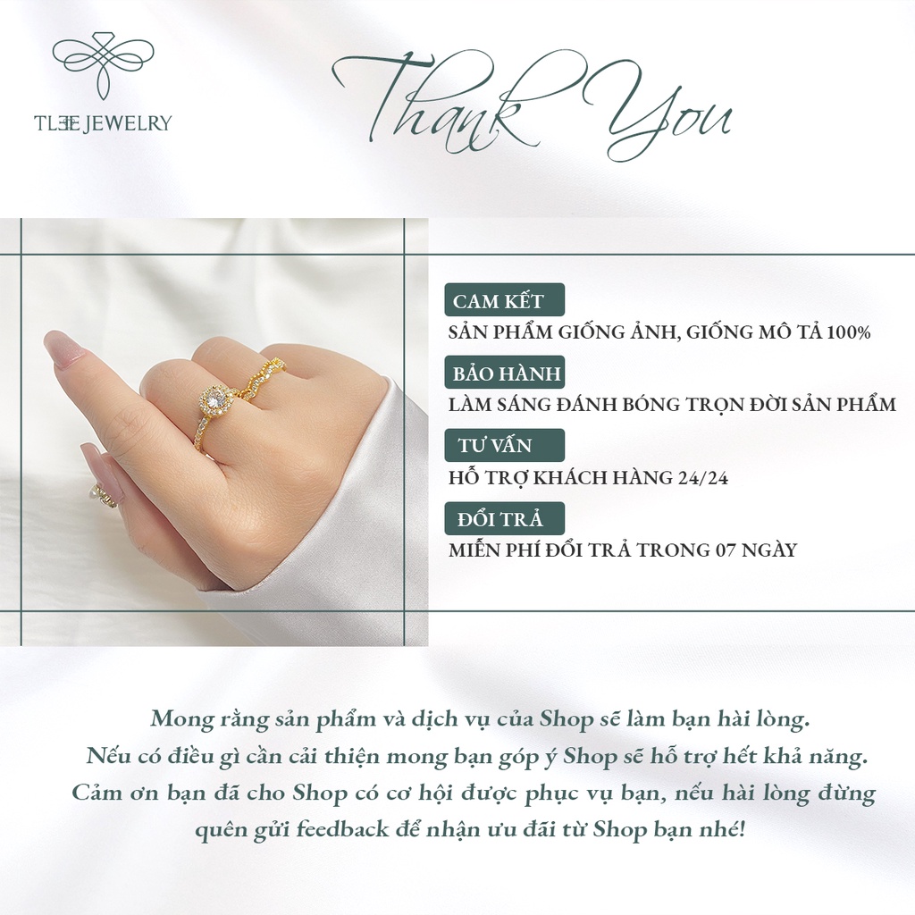 Nhẫn bạc nữ TLEE đá tròn mạ vàng 14k sang trọng NCJ A0131