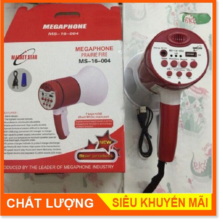 Loa Phóng Thanh Pin Sạc Cầm Tay  Megaphone MS16-003 Có Khe Cắn USB, Ghi Âm Phát Lại