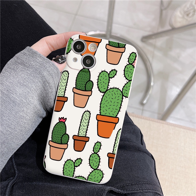 Ốp iphone cạnh vuông Nhiều chậu xương rồng xanh cho ip 6/8/7/plus/x/xr/xsmax/12 pro max/11pro max/13 pro max-nt049