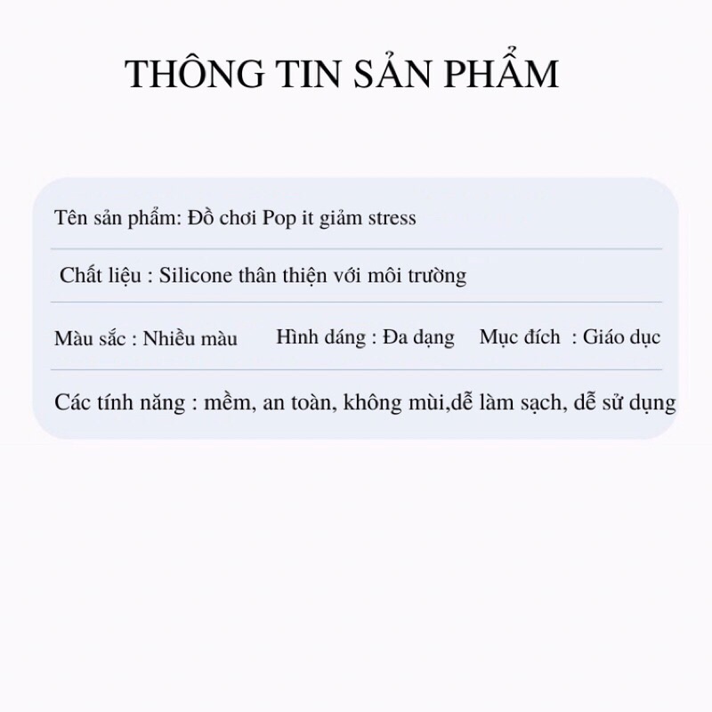 Pop it Giá Rẻ, Đồ Chơi Bóp Tay Xả Stress, Bóp Bong Bóng Nhiều Màu Sắc Giảm Căng Thẳng