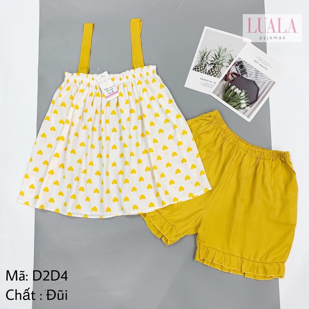 Bộ ngủ hai dây chất đũi mịn mát