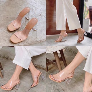 [Sale] guốc cao gót 9p 2 quai trong gót dẹt trong đế mềm êm chân sang chảnh cho 2020