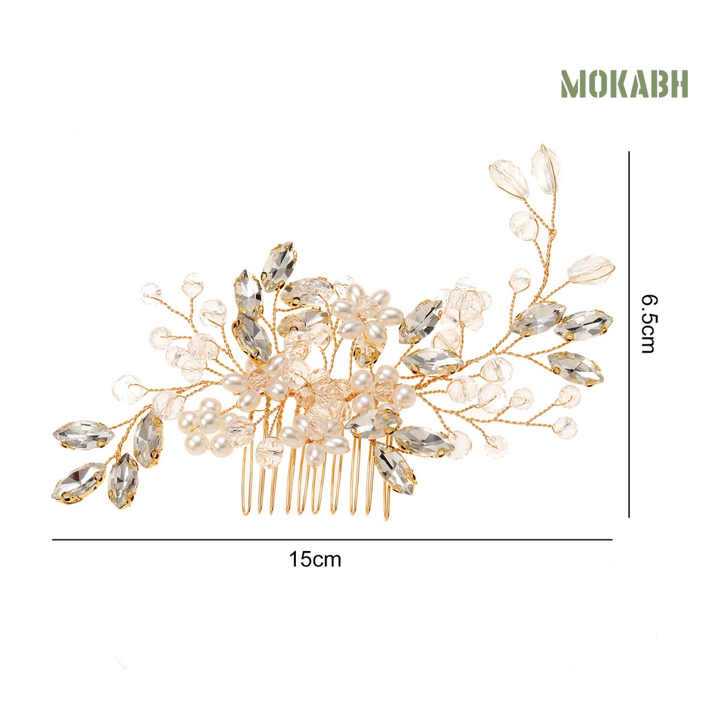 Lược Cài Tóc Đính Ngọc Trai Nhân Tạo Handmade Chống Trượt Dành Cho Cô Dâu