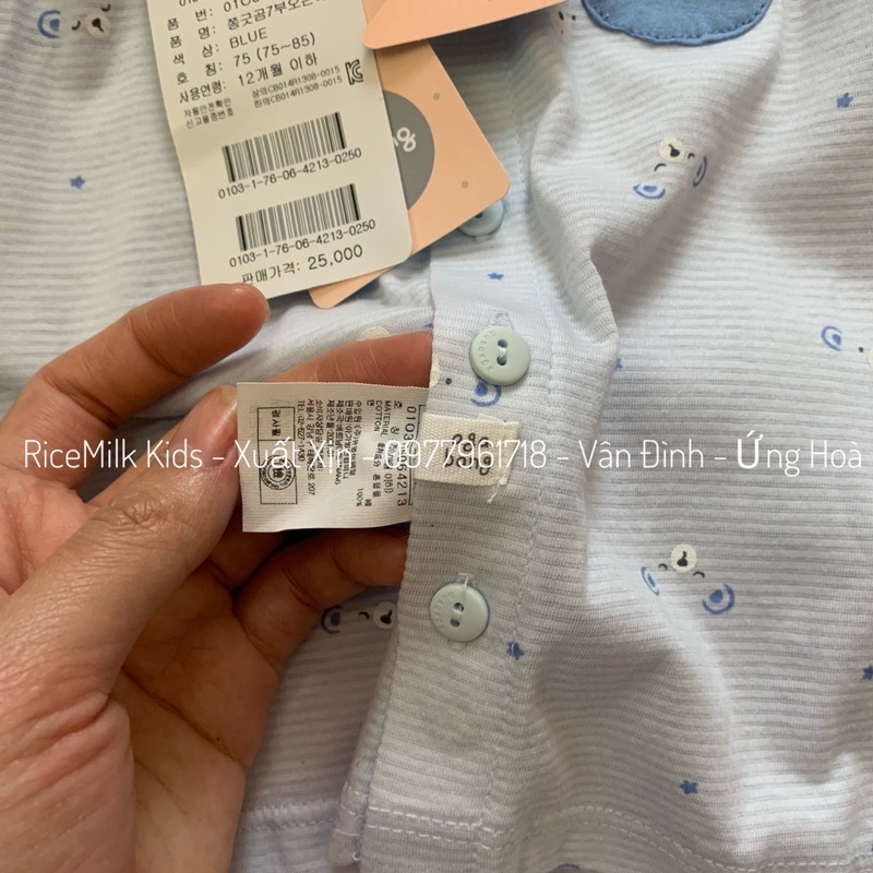 Bộ cotton giấy cho bé trai bé gái xuất Hàn