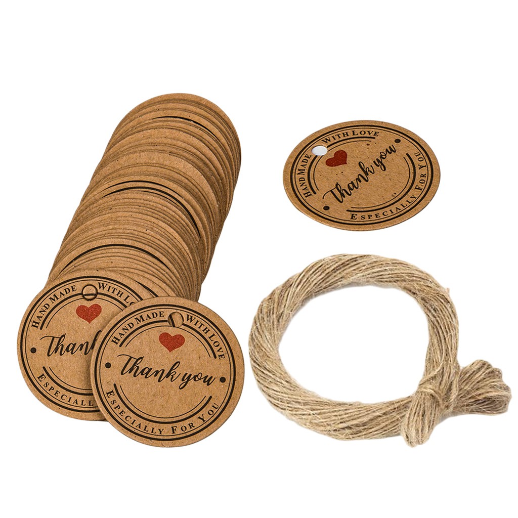 Set 61 100 Thẻ Đánh Dấu Trang Trí Quà Tặng In Chữ Thank You DIY