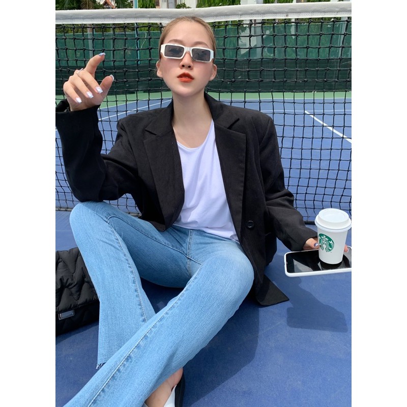 quần jeans ống loe LEN cắt lai màu nhạt 7401