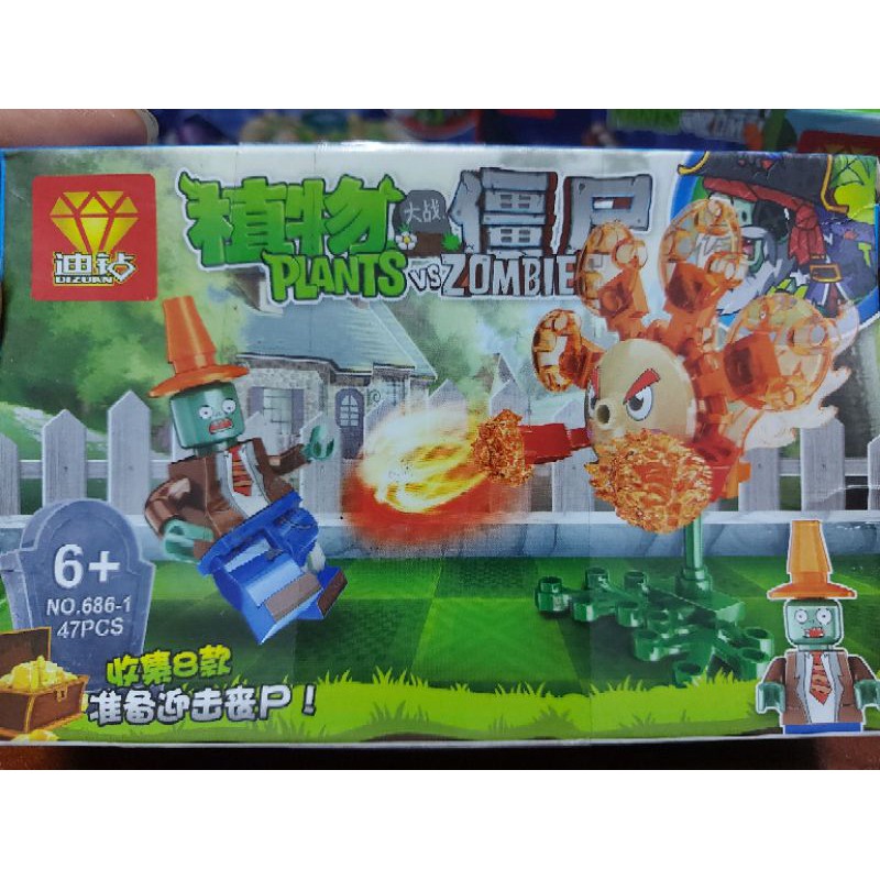 lego dizuan 686 plants and zombies cuộc nội chiến cây cối hoa cỏ cà rốt và quái vật xác sống