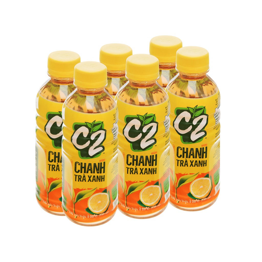 Lốc 6 chai trà xanh C2 hương chanh 230ml