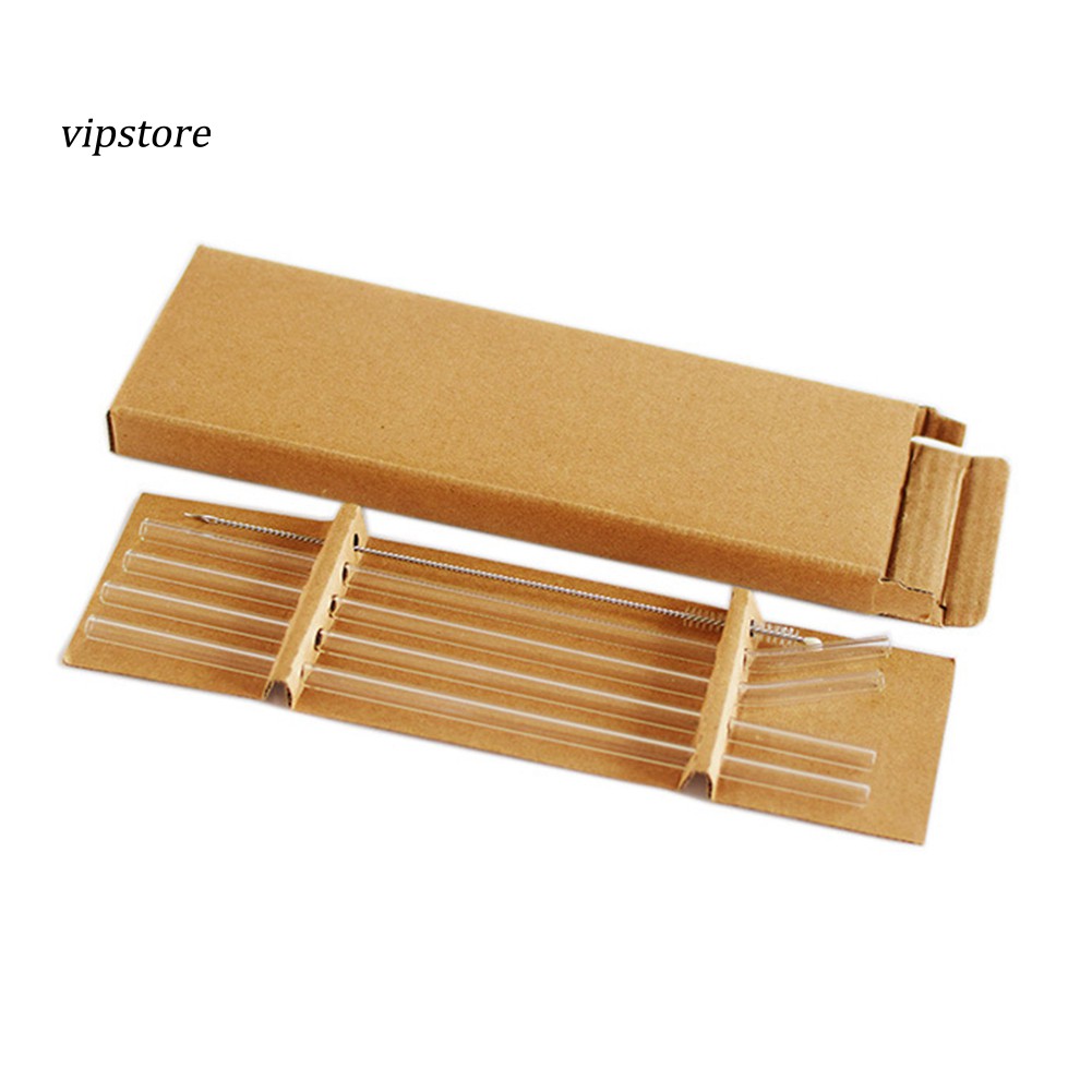 Set 5 Cọ Vệ Sinh Ống Hút Thẳng / Cong Bằng Thủy Tinh Trong Suốt