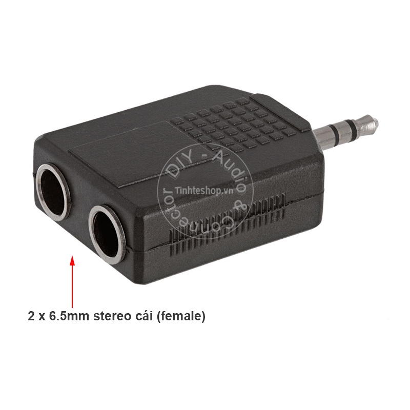 Đầu đổi âm thanh 3.5mm stereo ra 2 cổng 6.5mm stereo - Đầu chia 3.5mm ra 2x6.5mm stereo